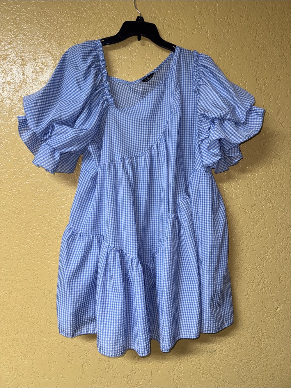Simplee Apparel Blue Gingham Midi Dress